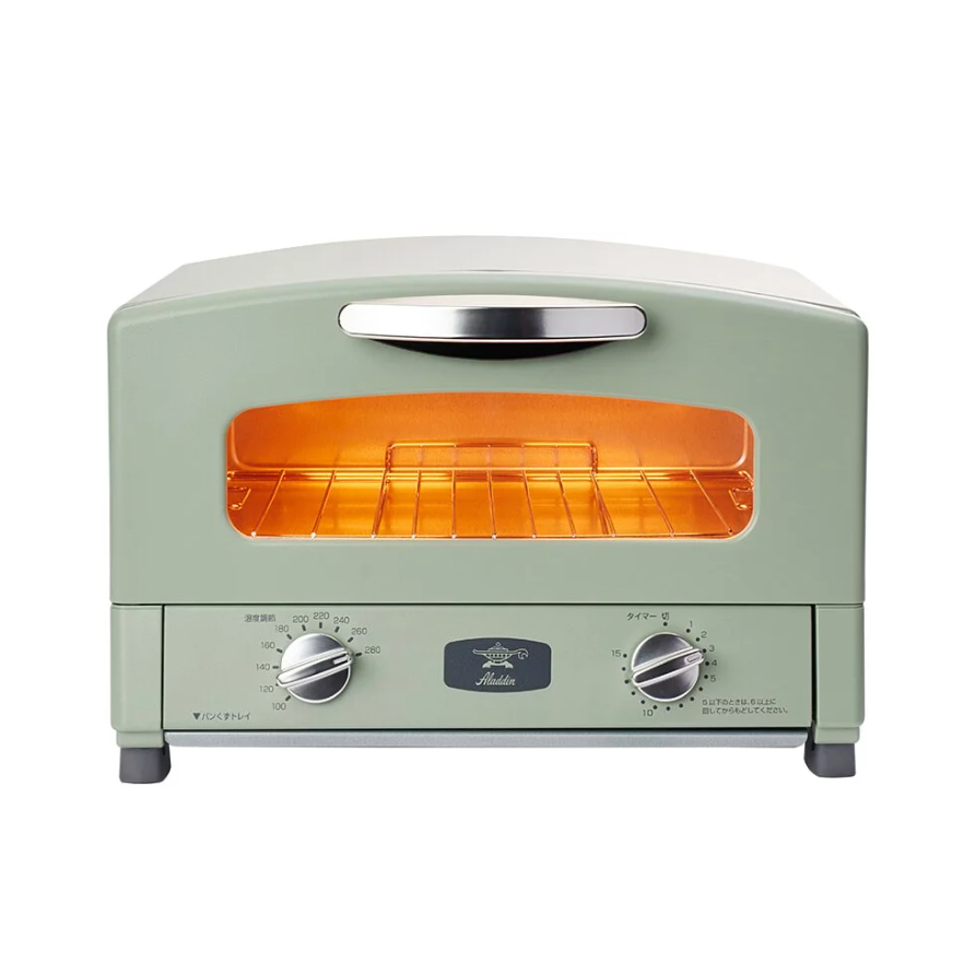 Sengoku Aladdin 千石阿拉丁「專利0.2秒瞬熱」2枚燒復古多用途烤箱 綠色